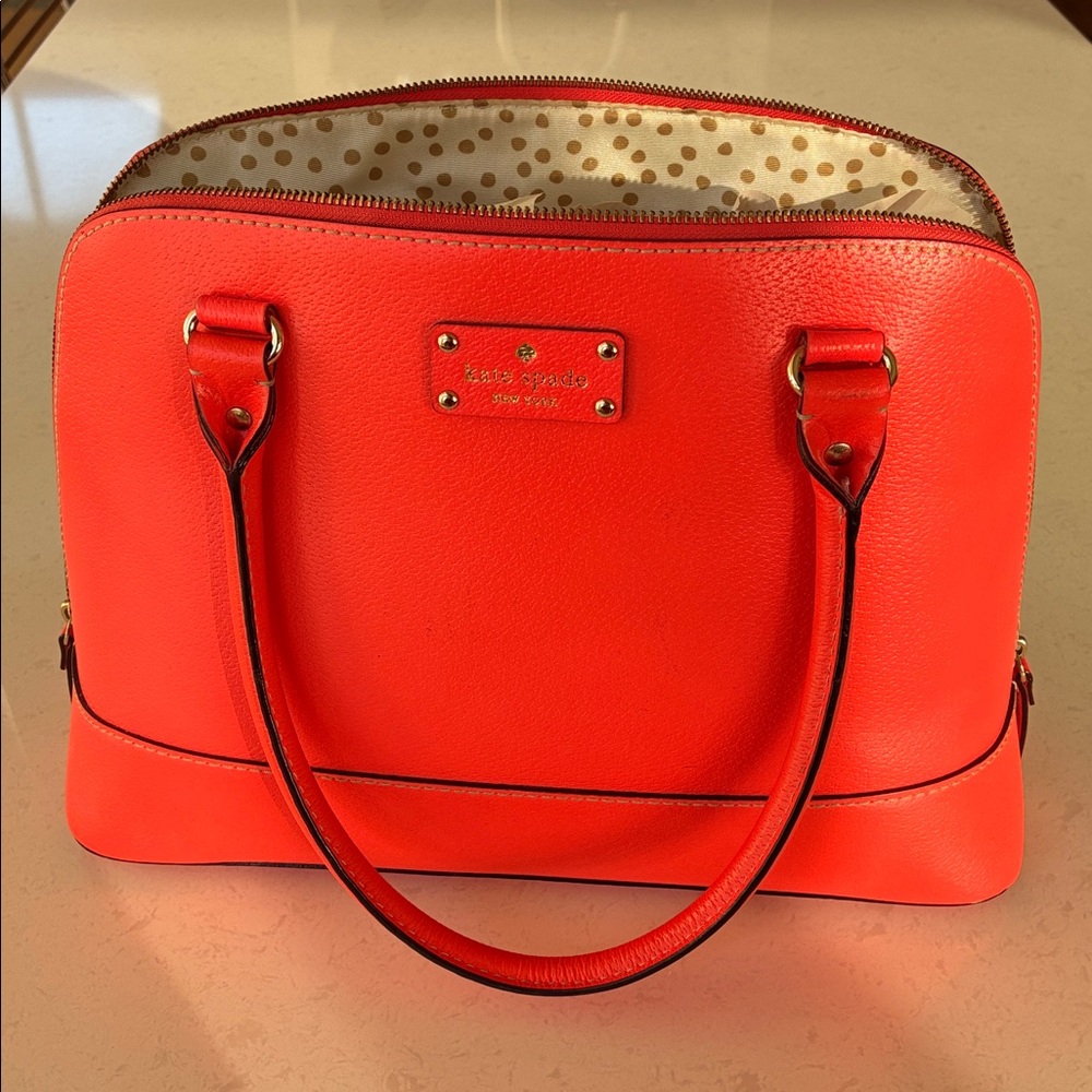 Kate Spade Vibrant Red Orange Satchel NWOT